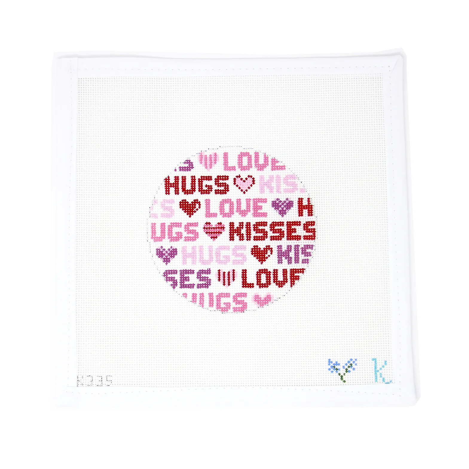 Valentine Hugs & Kisses Round | Greystone Needlepoint