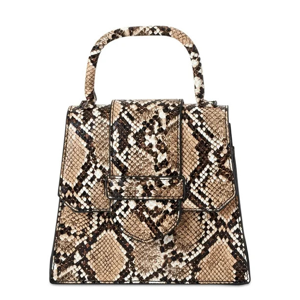 Scoop Women's Faux Leather Snake Top Handle Mini Crossbody Bag Natural - Walmart.com | Walmart (US)
