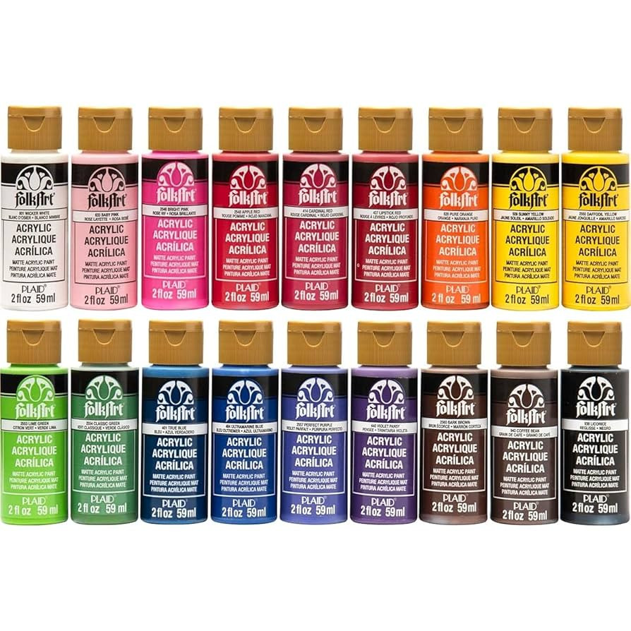 FolkArt Acrylic Paint Set (2-Ounce), PROMOFAI Colors I (18 Colors) | Amazon (US)