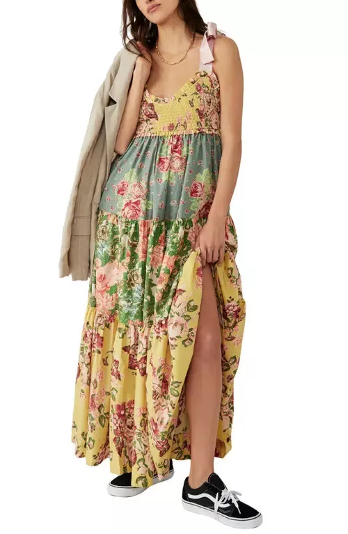 Free people mixed deals floral maxi dress