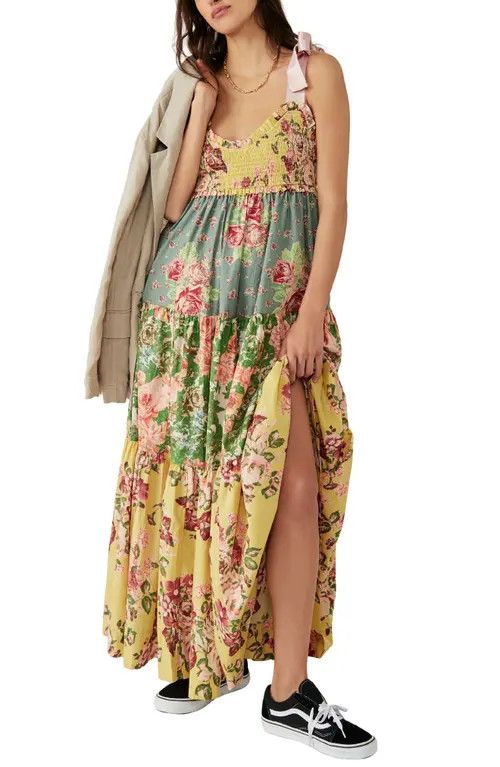 Free People Bluebell Mixed Floral Cotton Maxi Dress in Warm Combo at Nordstrom, Size X-Large | Nordstrom