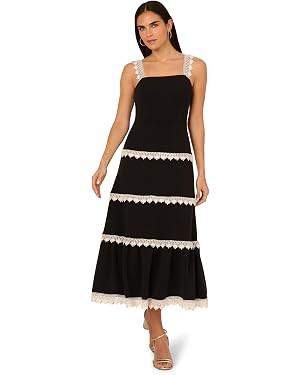 Adrianna Papell Women's Knit Crochet Trim Dress | Amazon (US)
