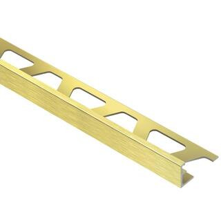 Schluter Systems Jolly Brushed Brass Anodized Aluminum 3/8 in. x 8 ft. 2-1/2 in. Metal Tile Edgin... | The Home Depot