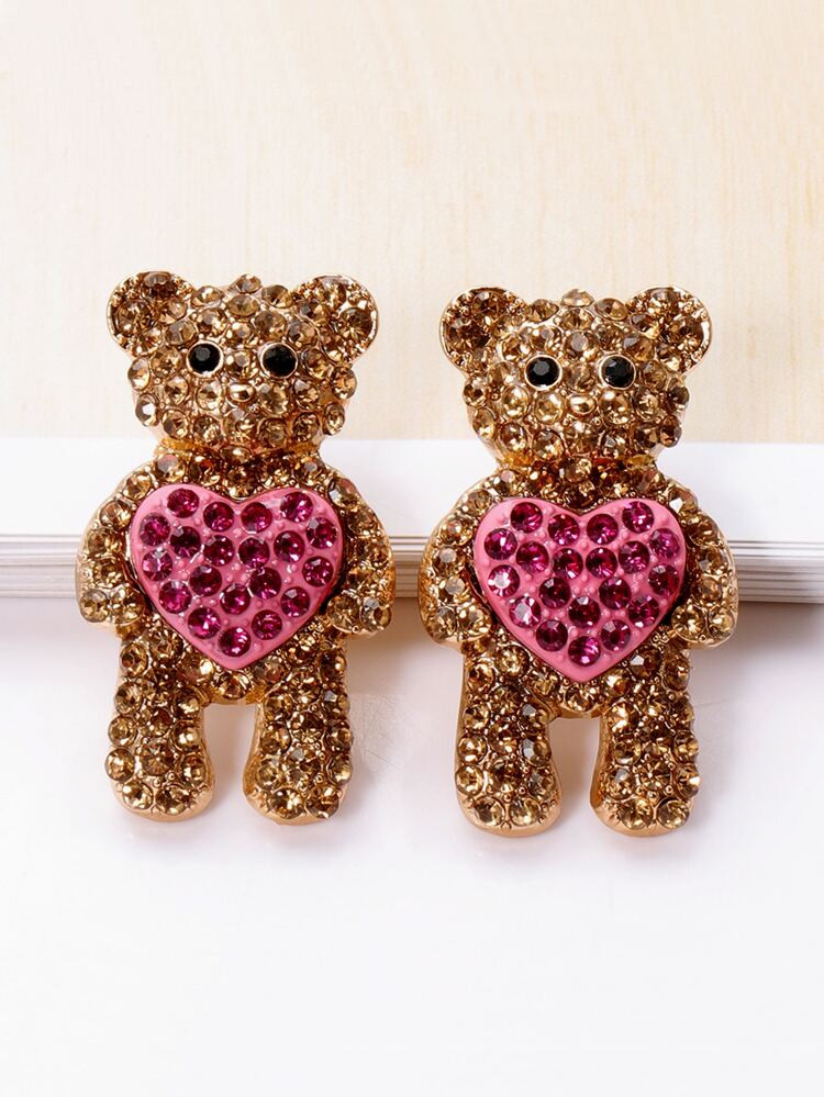 Rhinestone Bear Design Stud Earrings | SHEIN