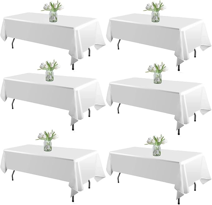 WIGENIUS 6 Pack White Table Cloth Rectangle Tablecloths 60X102 Inch,Polyester Table Cloth for 6 F... | Amazon (US)