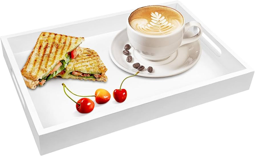 VUMSUM Wooden Serving Tray for Breakfast, Dinner,Drinks,Snacks,Serving Tray with Handles Great fo... | Amazon (US)