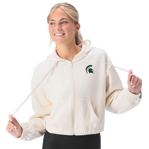 CERTO NCAA Michigan State Spartans Women's Fleece Zip-Up Hoodie Jacket, Soft Full-Zip Sweatshirt, Warm Athletic Outerwear, Officially Licensed College Apparel, Small Bone | Amazon (US)
