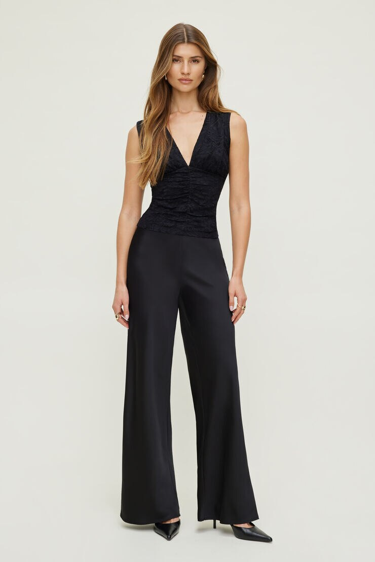 Shirred Lace Tank Top | Dynamite Clothing