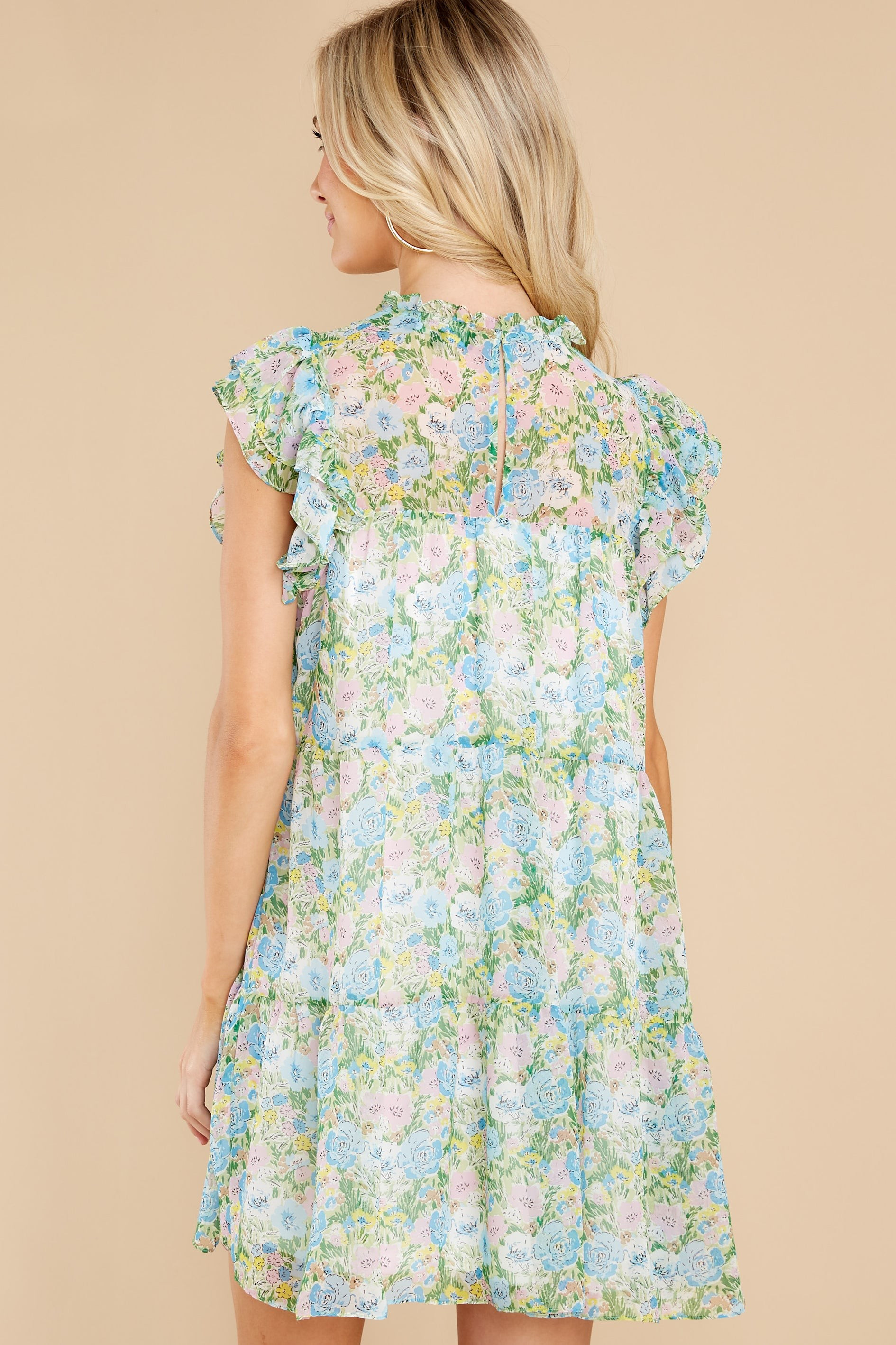 Garden Gate Blue And Green Floral Print Dress | Red Dress 