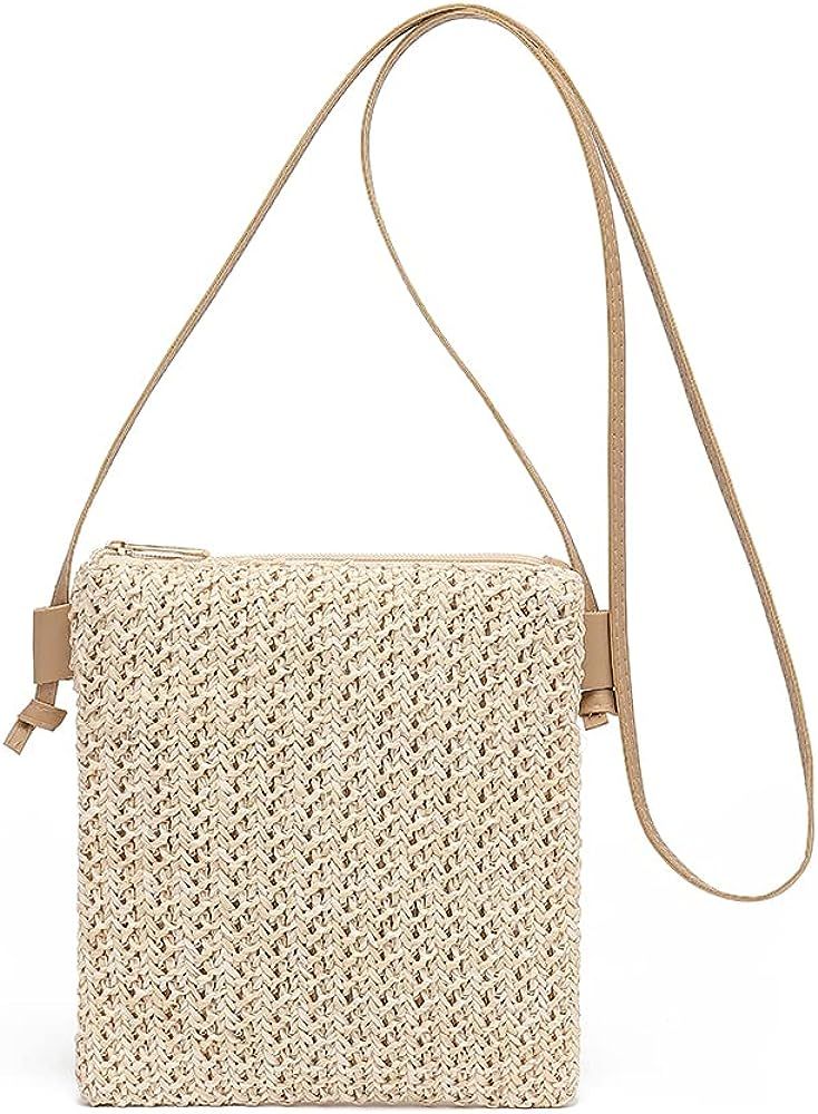 Straw Beach Bag for Women, Cute Summer Straw Purse, Small Straw Clutch Crossbody Bag for Vacation | Amazon (US)