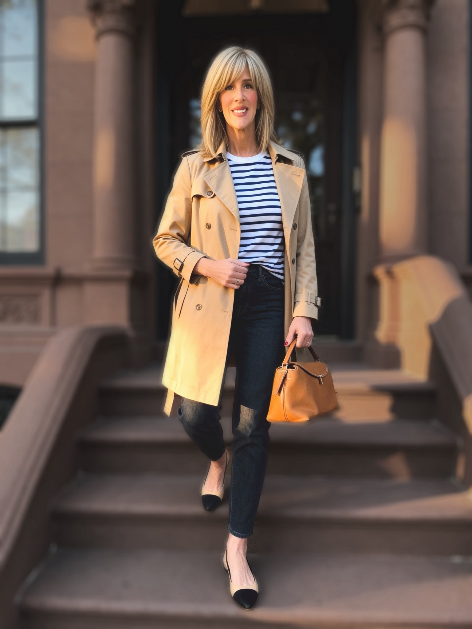 Easy, effortless, everyday style.  

A striped tee.  A comfy pair of straight leg denim, a trusted trench, an all leather ballet flat and a minimalist handbag.  



#LTKootd #LTKOver40 #LTKTravel