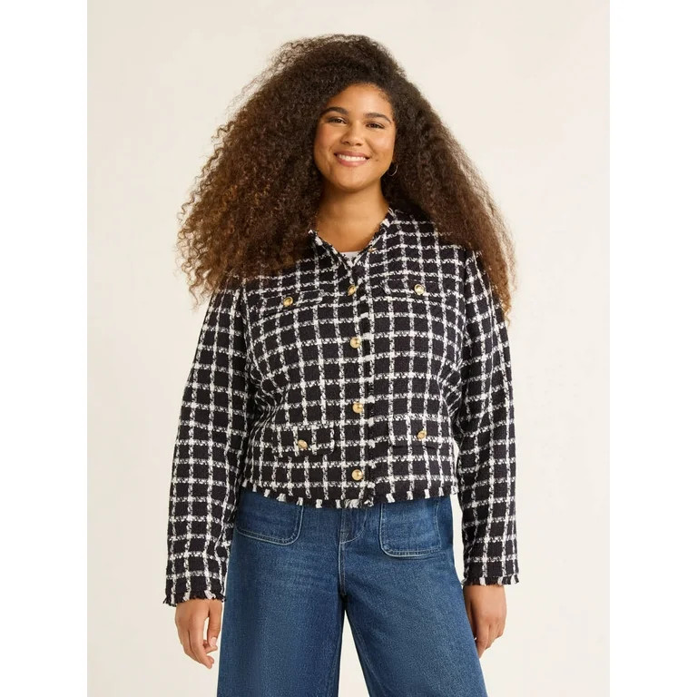 Free Assembly Women’s and Women's Plus Tweed Jacket, Sizes XS-4X | Walmart (US)