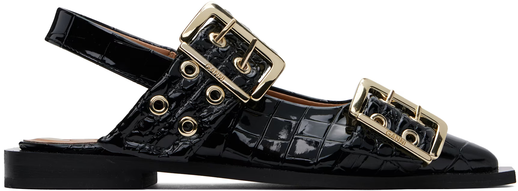 GANNI - Black Feminine Buckle Ballerina Flats | SSENSE