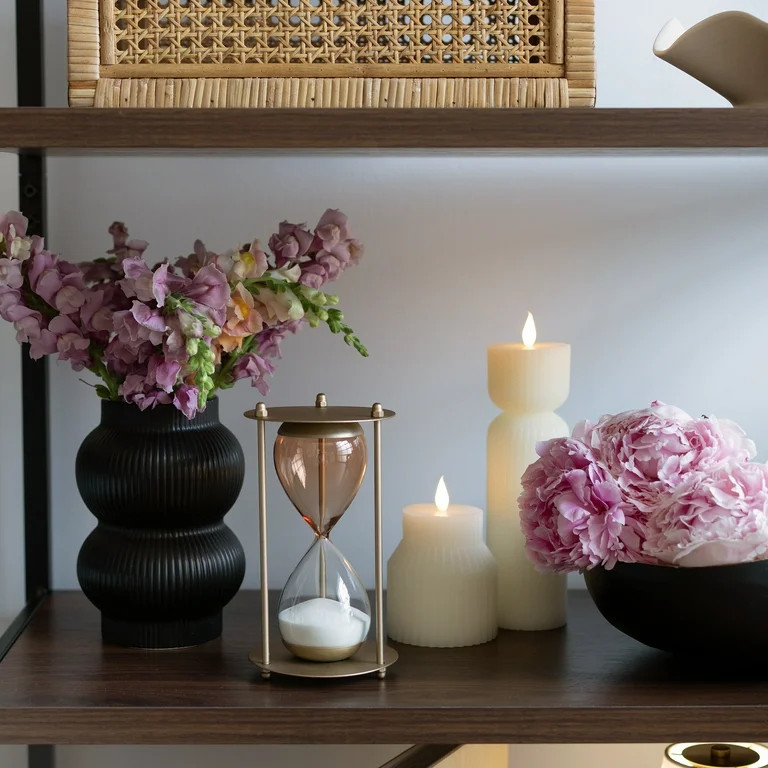 Home Decor Collection LED Flameless 9.45" Fluted Figural Ivory Wax Tabletop Candle | Walmart (US)