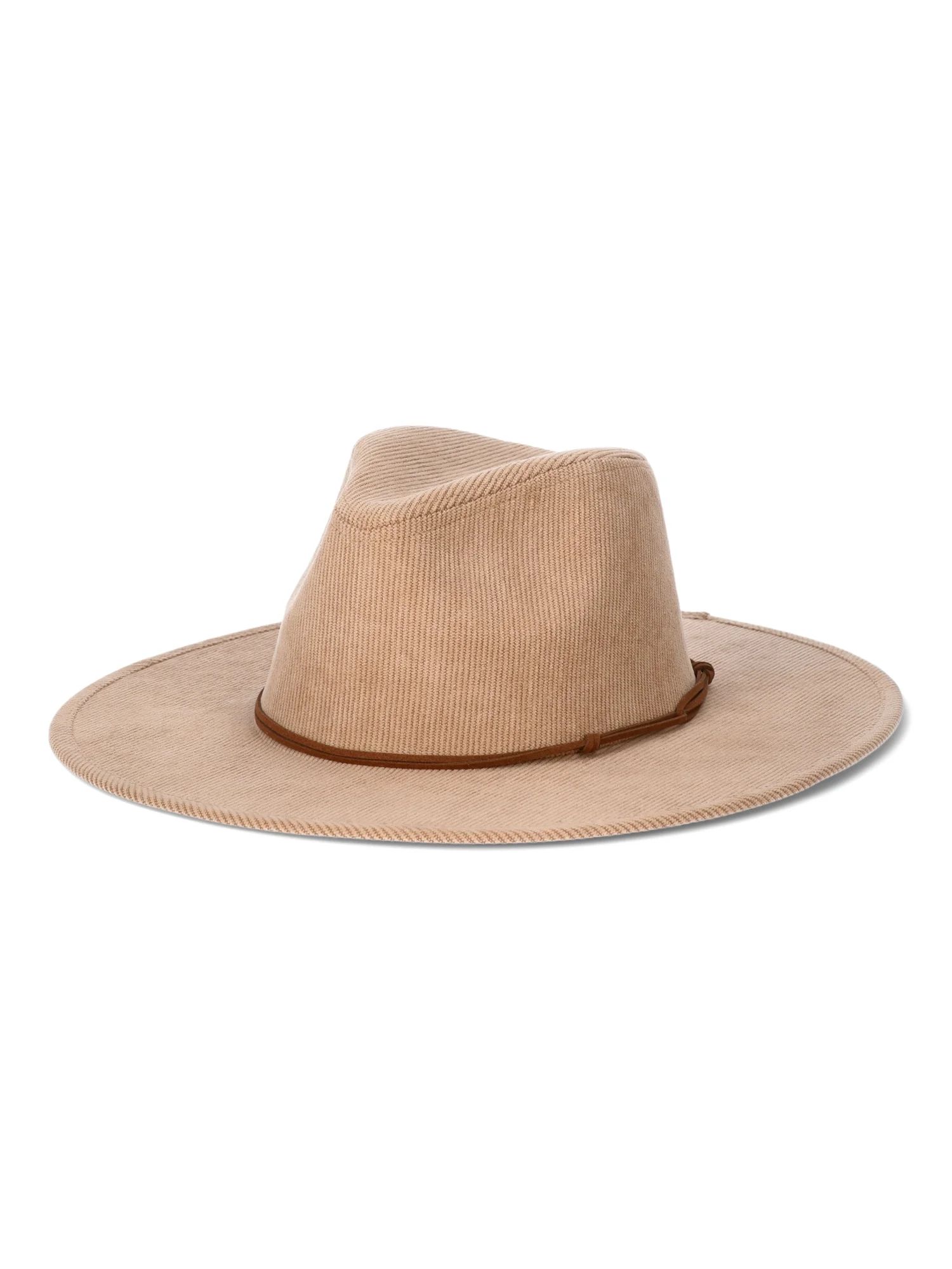 Time and Tru Women's Solid Corduroy Fedora, One Size Fits Most, Tan | Walmart (US)