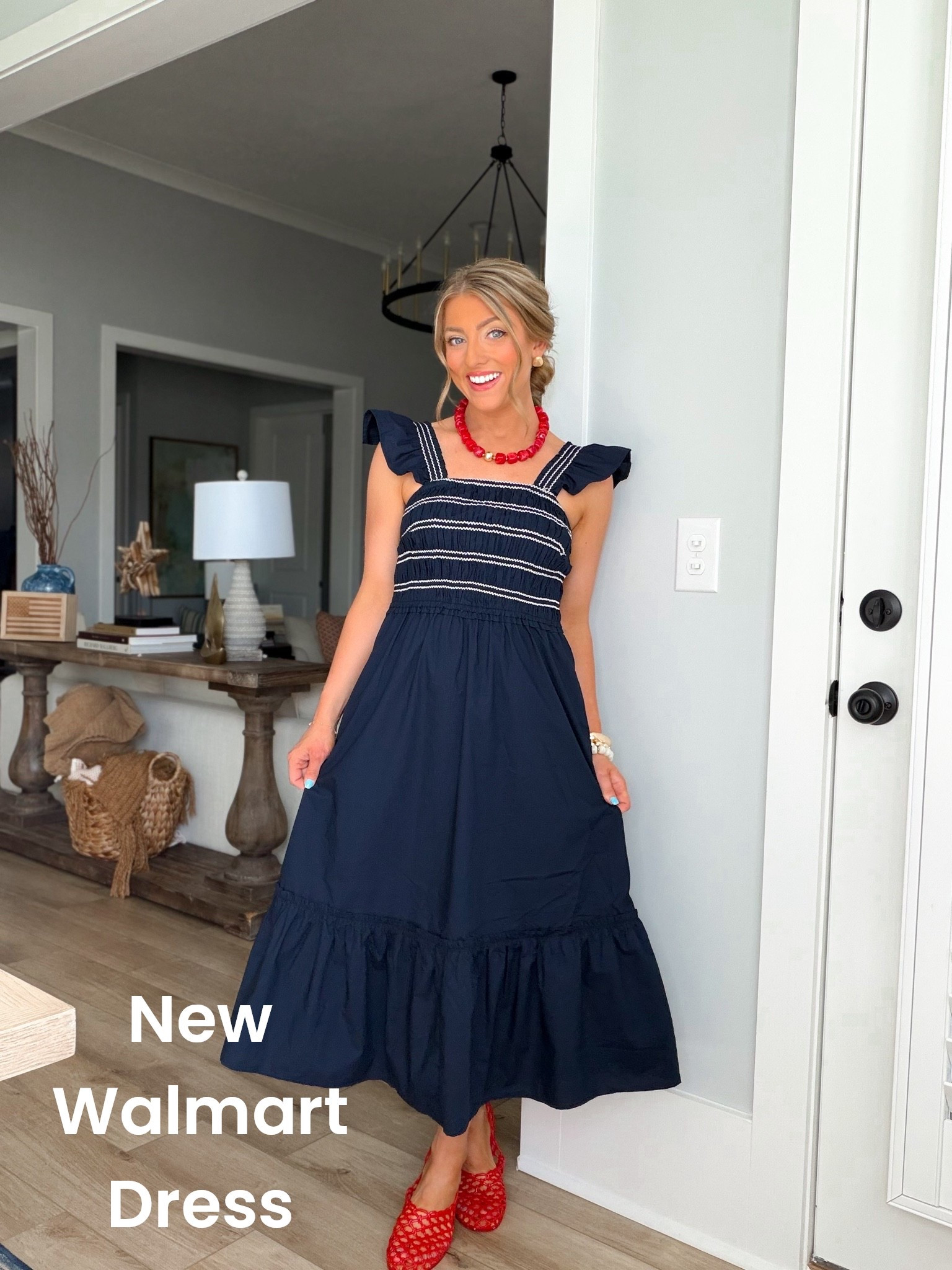 This navy Walmart dress is the definition of classic summer style! 💙 The smocked detailing, ruffle straps, and tiered hem create such a flattering silhouette. I love how timeless this one feels and it’s perfect for everything from vacations to summer celebrations and family gatherings.

✨ Classic navy color
✨ Smocked bodice for a flattering fit
✨ Comfortable and lightweight
✨ Easy to dress up or down

This one paired with the red accessories is giving major Americana vibes and I am obsessed!

#WalmartFashion #WalmartFinds #AmericanaStyle #PatrioticFashion #SummerDress #MaxiDress #AffordableStyle #WalmartStyle #RedWhiteAndBlue #SummerOutfit #VacationStyle #LTKFashion

#LTKootd #LTKPetite