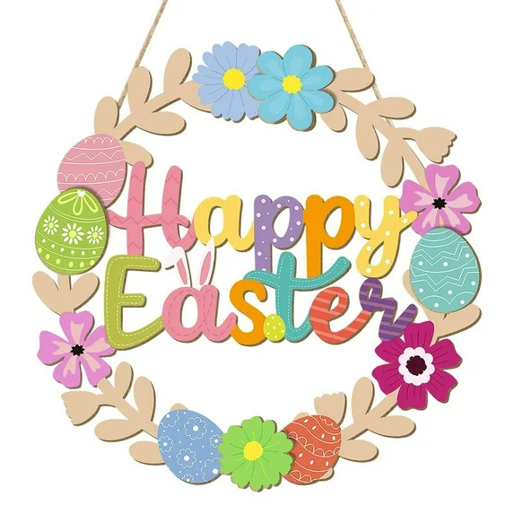 Naittoop Easter Wreaths for Front Door, Colorful Eggs Bunny Easter Decorations for Home Easter Sp... | Walmart (US)