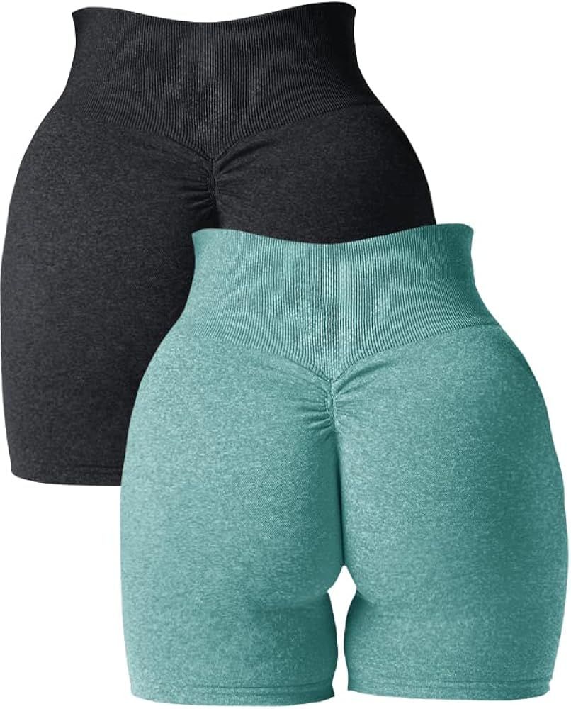 Amazon.com: Abonlen Women Scrunch Seamless 2 Piece Workout Shorts High Waisted Yoga Shorts Gym Ru... | Amazon (US)