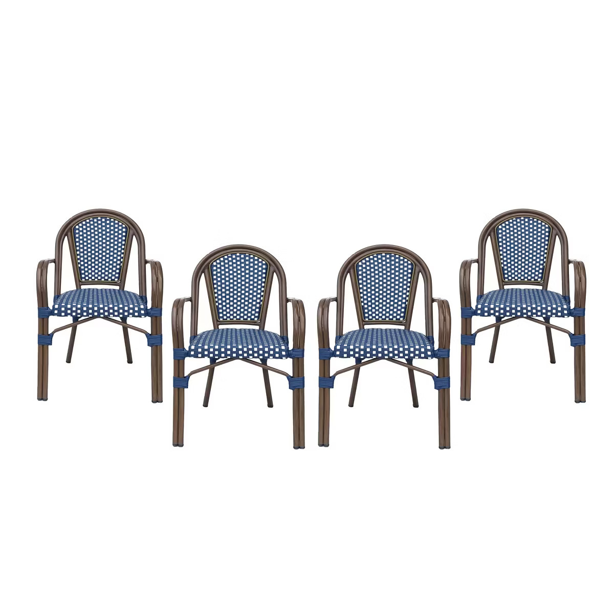 4pk Brianna Outdoor French Bistro Chairs Navy/White - Christopher Knight Home | Target