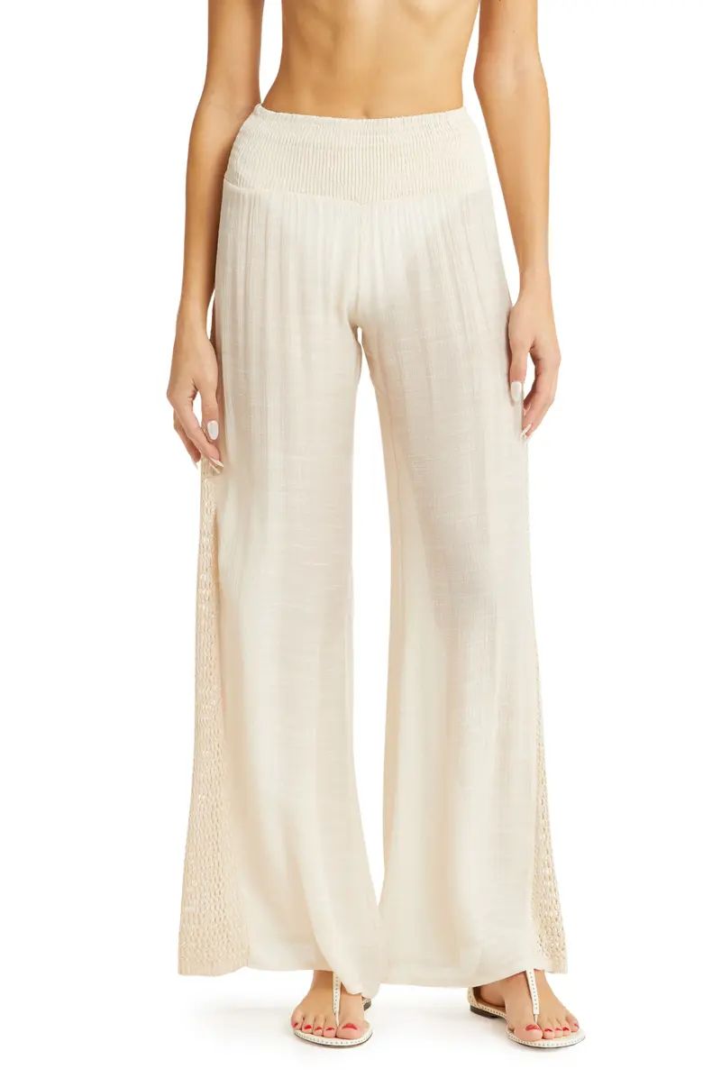 Crochet Trim Wide Leg Cover-Up Pants | Nordstrom