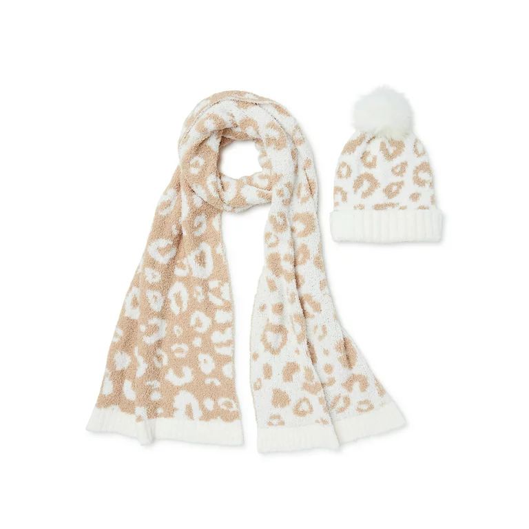 Time and Tru Adult Women's Cozy Beanie and Scarf Set, 2-Piece | Walmart (US)