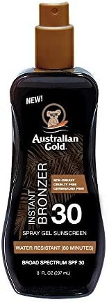 Australian Gold Spray Gel Sunscreen with Instant Bronzer SPF 30, 8 Ounce | Moisturize & Hydrate S... | Amazon (US)