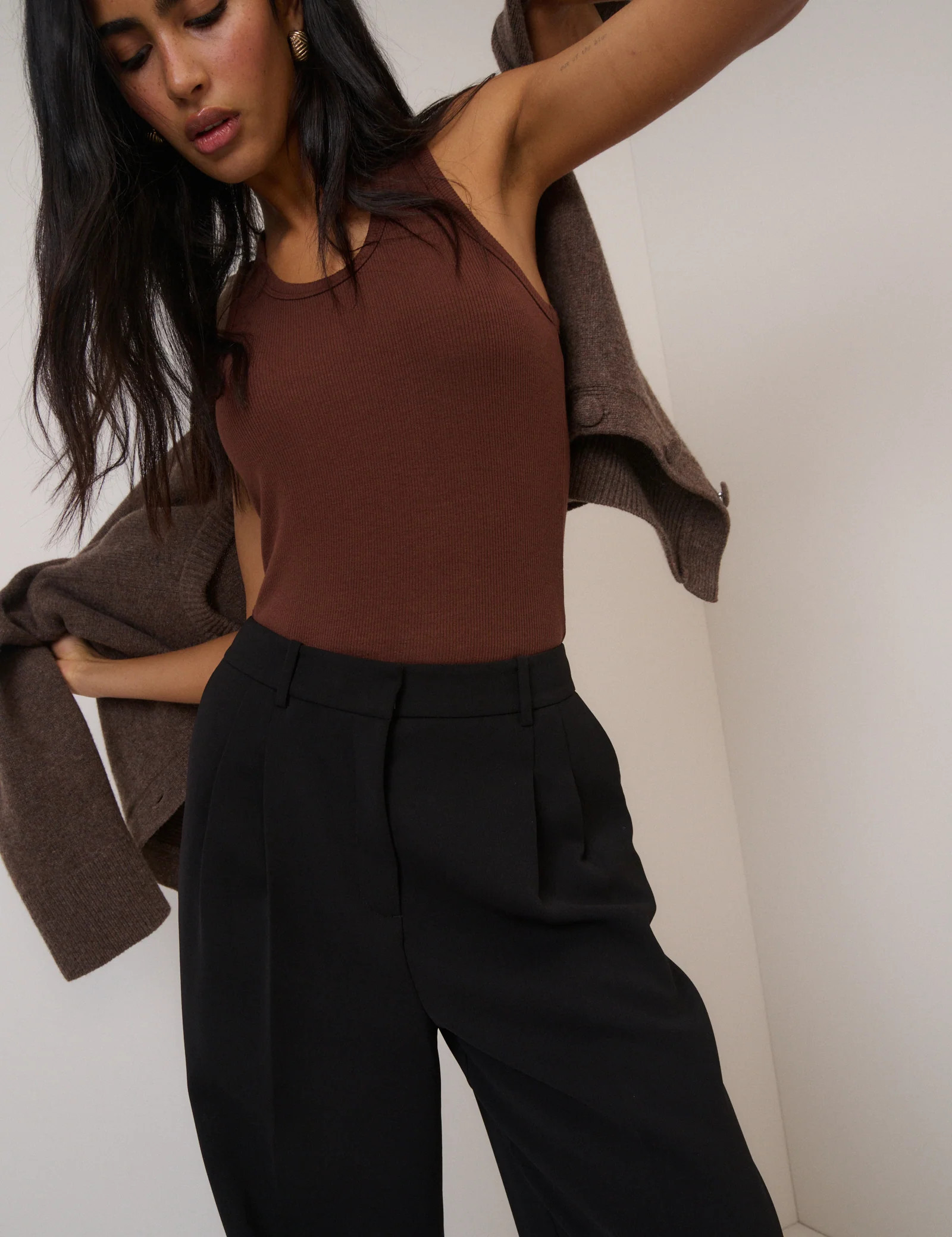 Black Wide Leg Jax Crepe Trousers | Nobody's Child