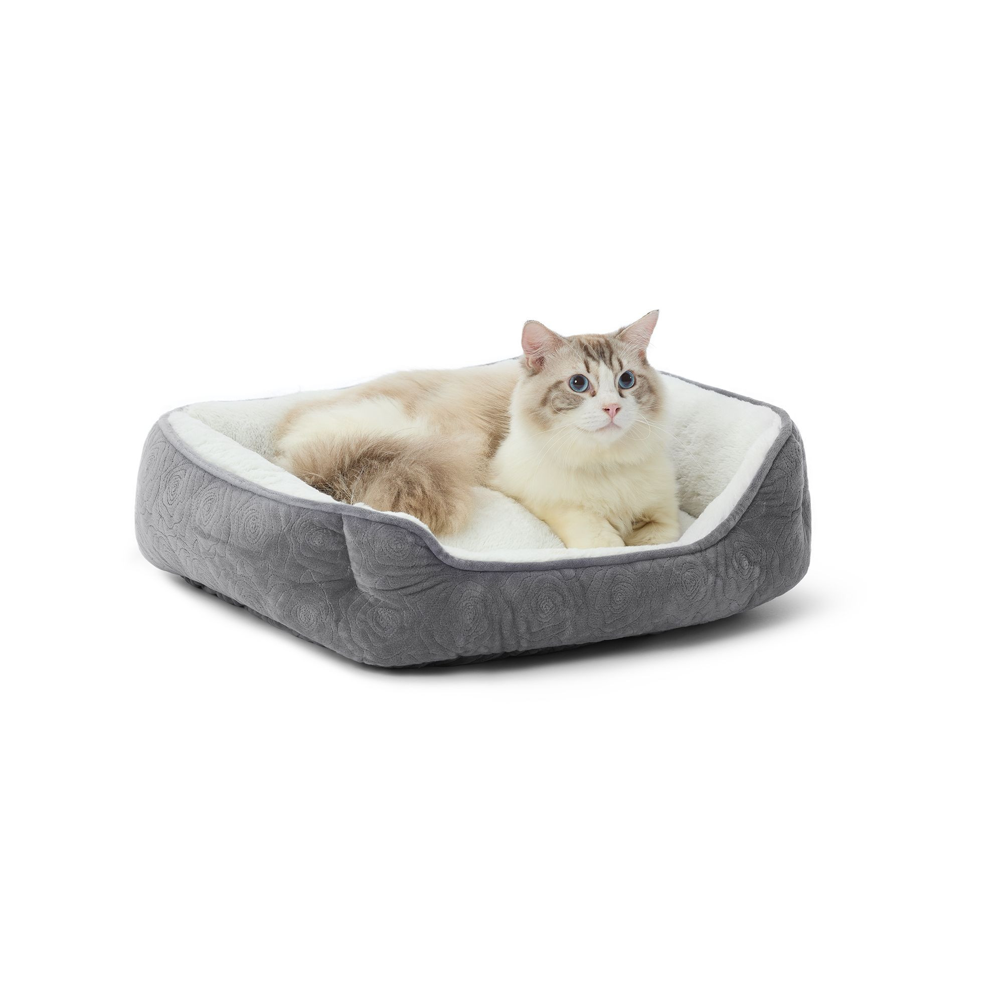 Whisker City® Grey Rose Stitch Cuddler Cat Bed | PetSmart