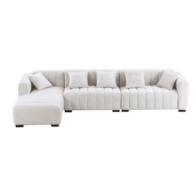 139'' Channel Tufted Velvet Sofa With Left Chaise, Modular Design For Elegant And Comfortable Seating | Wayfair North America