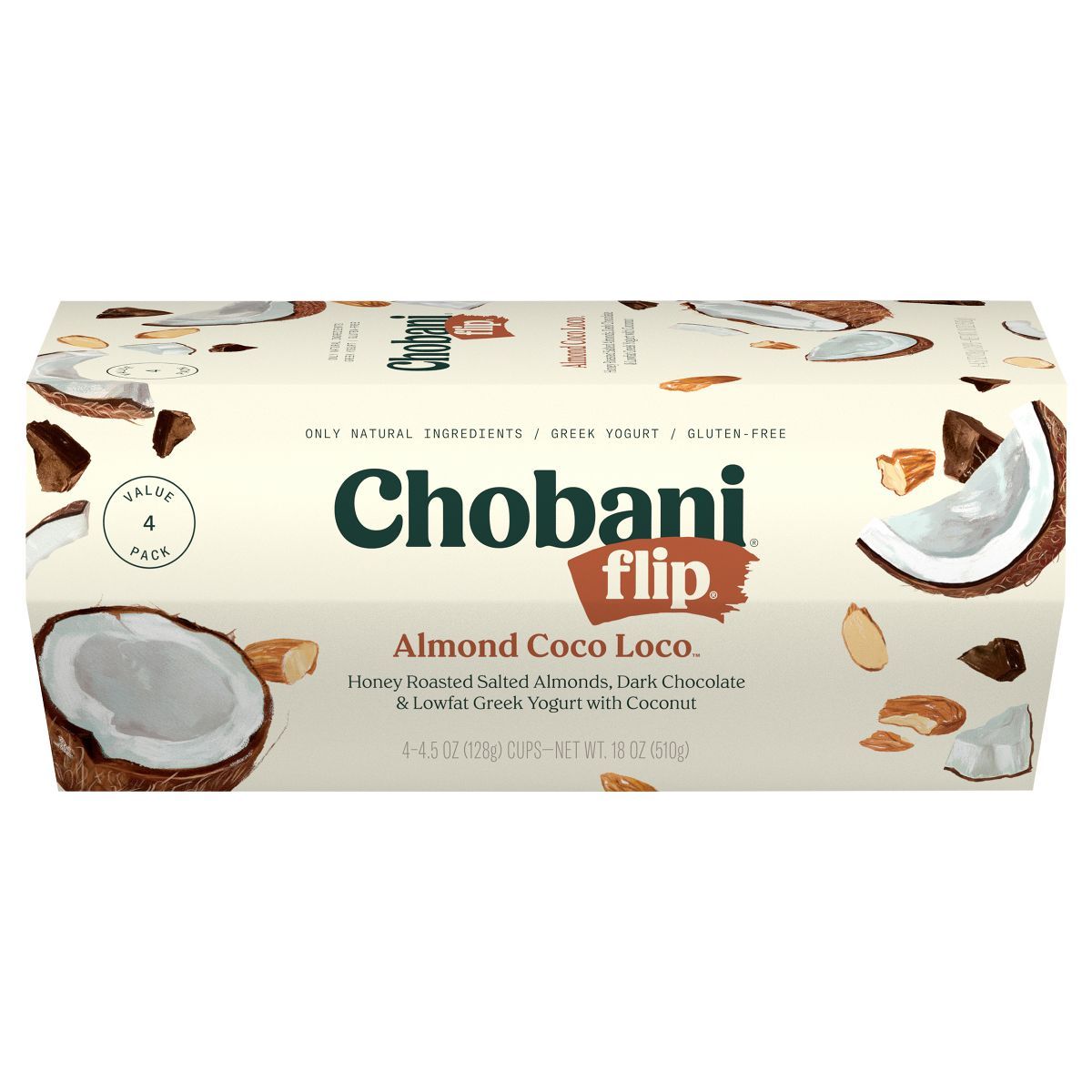 Chobani Flip Chocolate Almond Coco Loco Greek Yogurt - 4ct/4.5oz Cups | Target