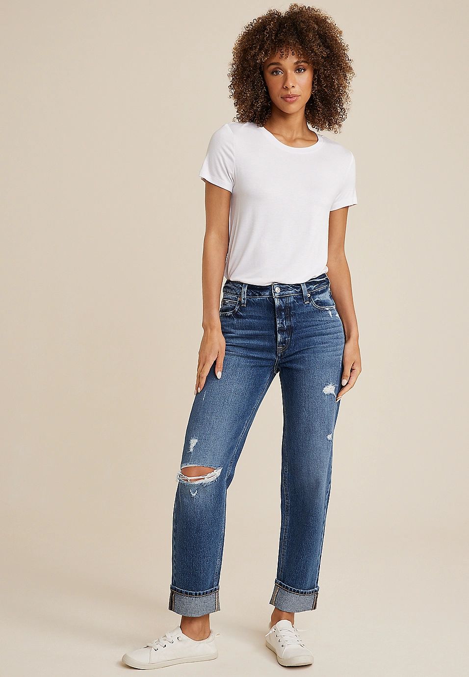 Goldie Blues™ Brooklyn Relaxed High Rise Ripped Straight Ankle Jean | Maurices