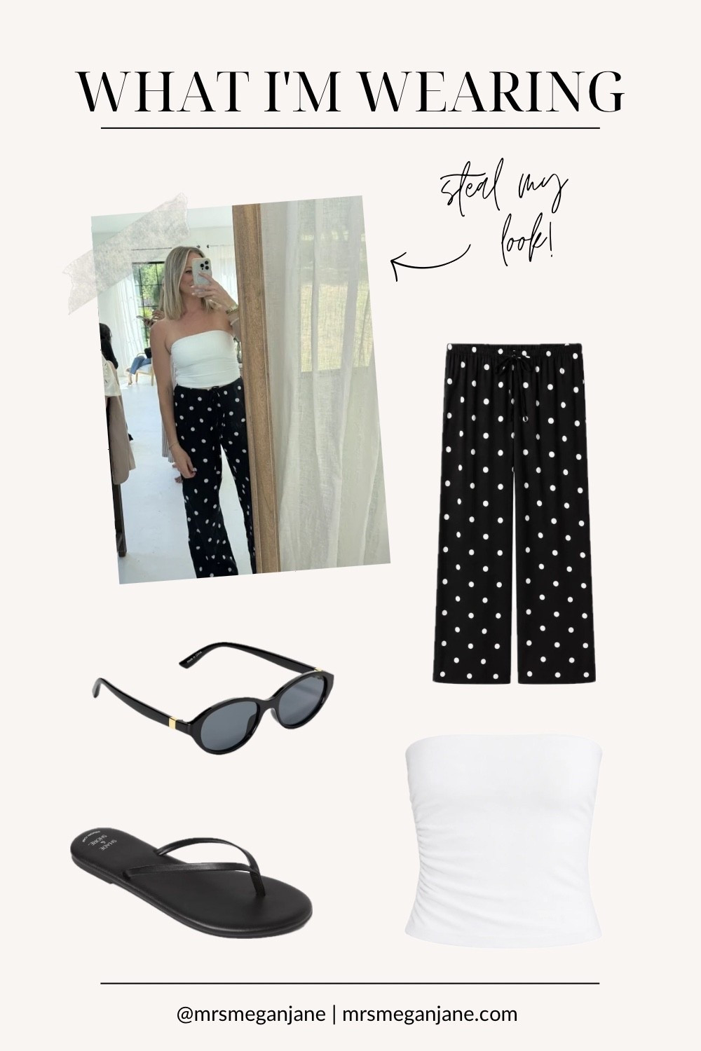 Okay these were technically supposed to be swim cover up pants but I'm wearing them as real pants and I'm not sorry about it 🖤 the polka dot print is so cute and they're so comfy/flowy for summer. Styled with a simple white tube top and my go-to black sandals for an easy no-brainer outfit. Linking everything below!

#LTKmomlife #LTKPetite #LTKootd