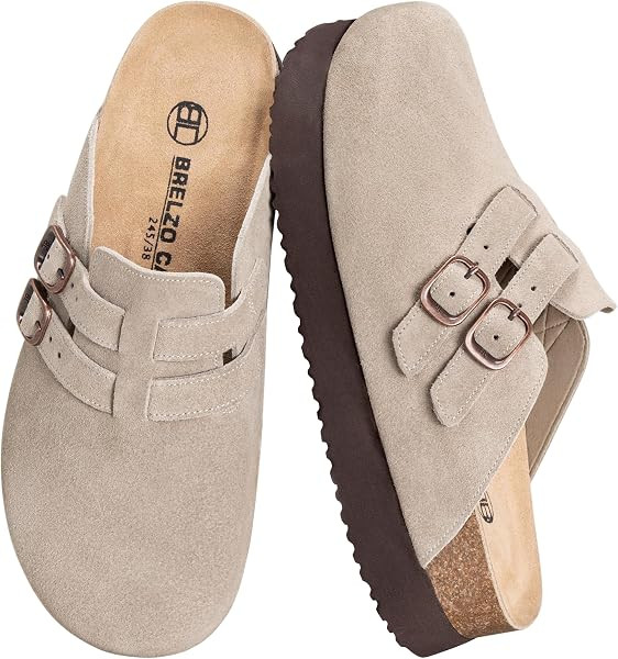 Women's Platform Clogs Suede Mules Leather Potato Shoes Sandals | Amazon (US)