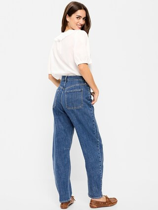 High-Waisted Baggy Barrel Utility Jeans | Old Navy (US)