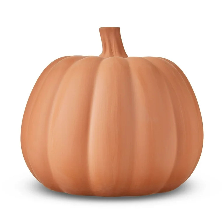 Clay Jack-o'-Lantern Tabletop Fall Halloween Decor, Brown, 9", by Way To Celebrate | Walmart (US)