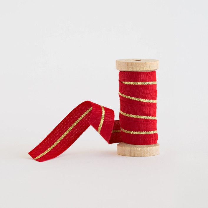 Red & Gold Metallic Stripe | Minted