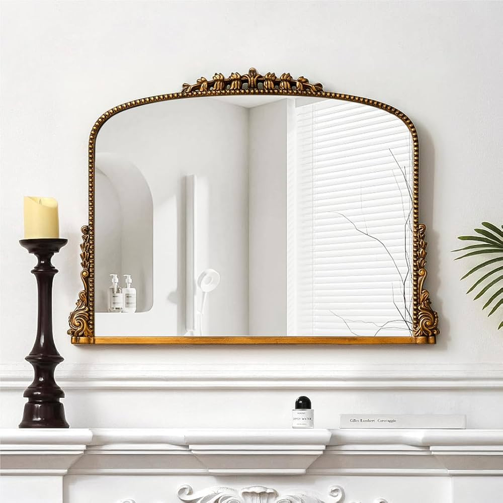 SHYFOY Antique Gold Mirrors for Wall Decor Baroque Scalloped Top, Vintage Wall Mirror Decorative ... | Amazon (US)
