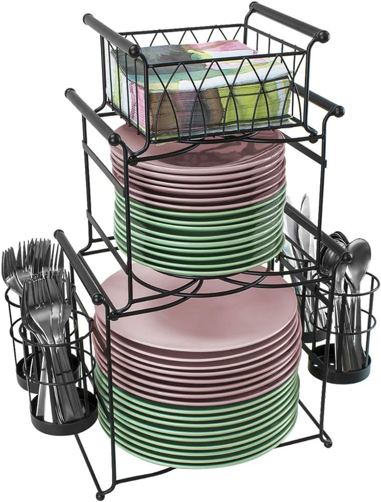 Sorbus® Buffet Caddy — 7-Piece Stackable Set Includes Plate, Napkin, and Silverware Holder, 3-... | Amazon (US)