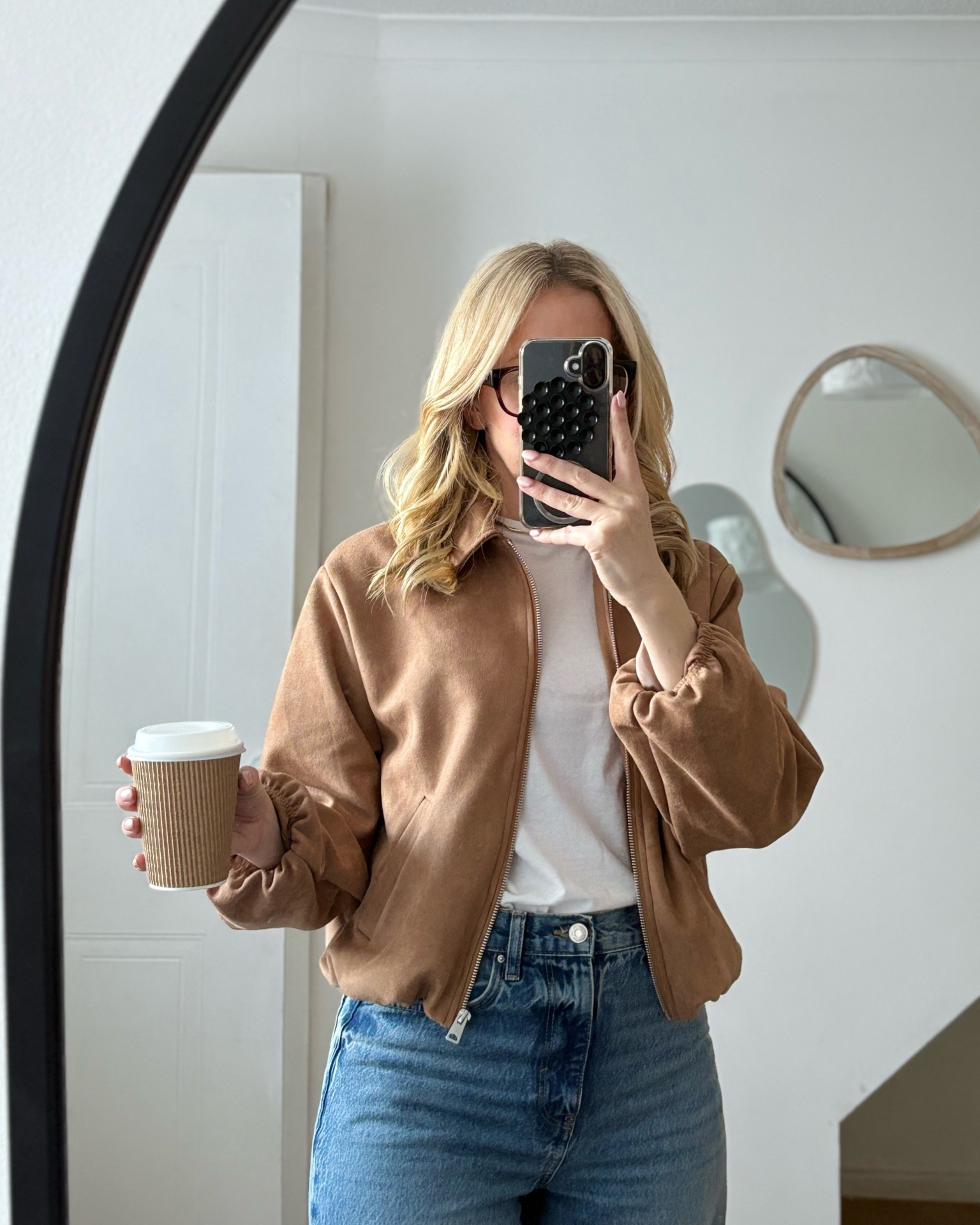 Adding a suede bomber jacket to my casual going for coffee outfit 

#LTKspring #LTKFashionMonth #LTKuk