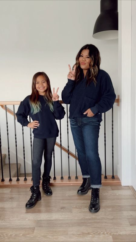 Walmart Free Assembly tops for mom and daughter!  Girls fashion - girls boots - fall boots - black boots - mother daughter matching outfits - fall outfit - winter outfit 

#LTKkids #LTKunder50 #LTKshoecrush