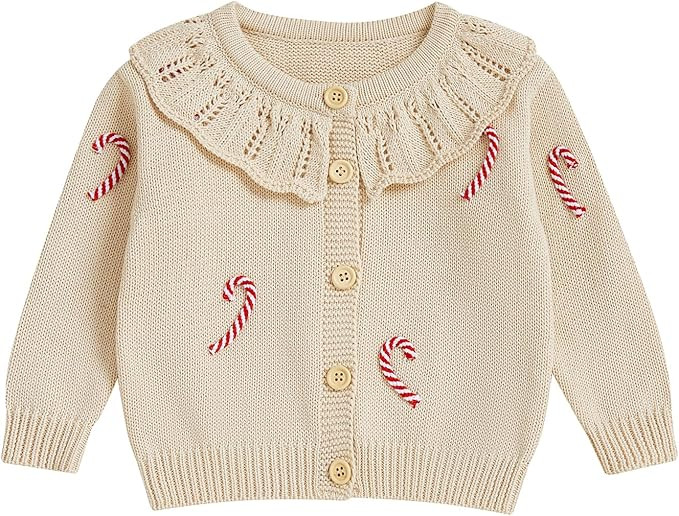 Baby Girl Cardigan Knit Sweater Animal Embroidery Chunky Coat Doll Collar Knitwear Toddler Infant... | Amazon (US)