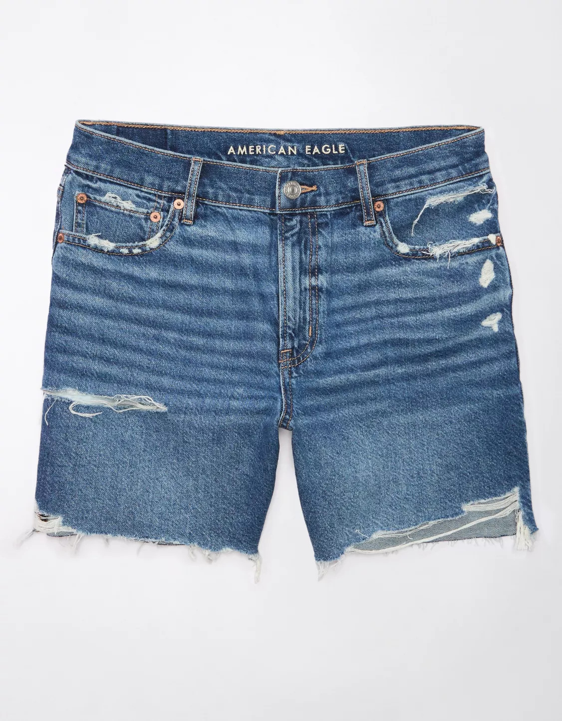 AE Strigid Super High-Waisted 6" Relaxed Ripped Denim Short | American Eagle Outfitters (US & CA)