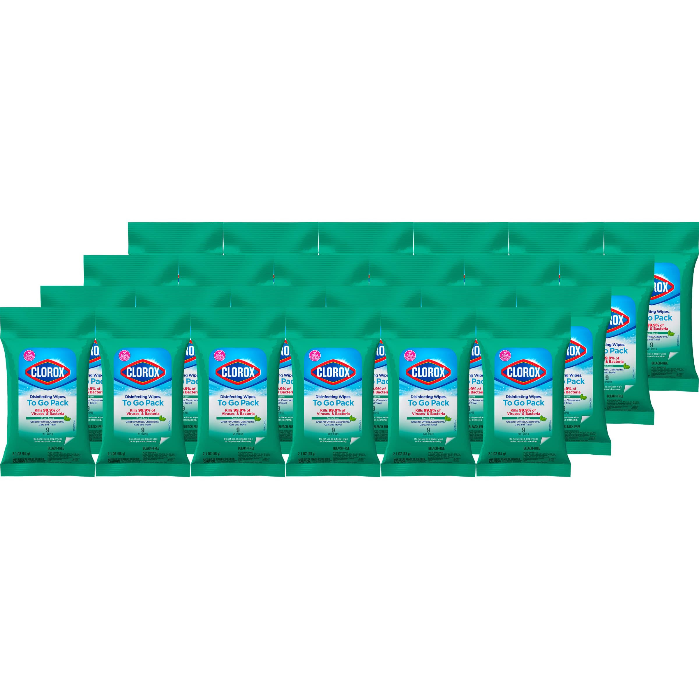 Clorox Disinfecting On The Go Travel Wipes, Fresh Scent, 9 Count, Pack of 24 (Package May Vary) | Amazon (US)