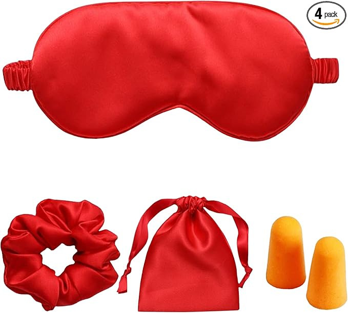 LCBD Silk Satin Sleeping Eye Mask, Red Sleep Eye Night Blindfold for Women and Men, Eyeshade Cove... | Amazon (US)