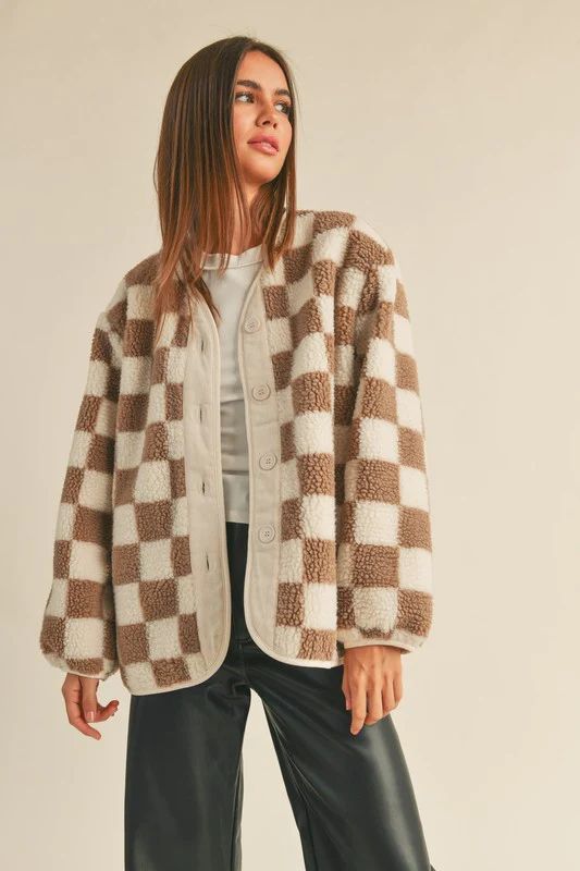 Checker Pattern Oversized Jacket | TandyWear