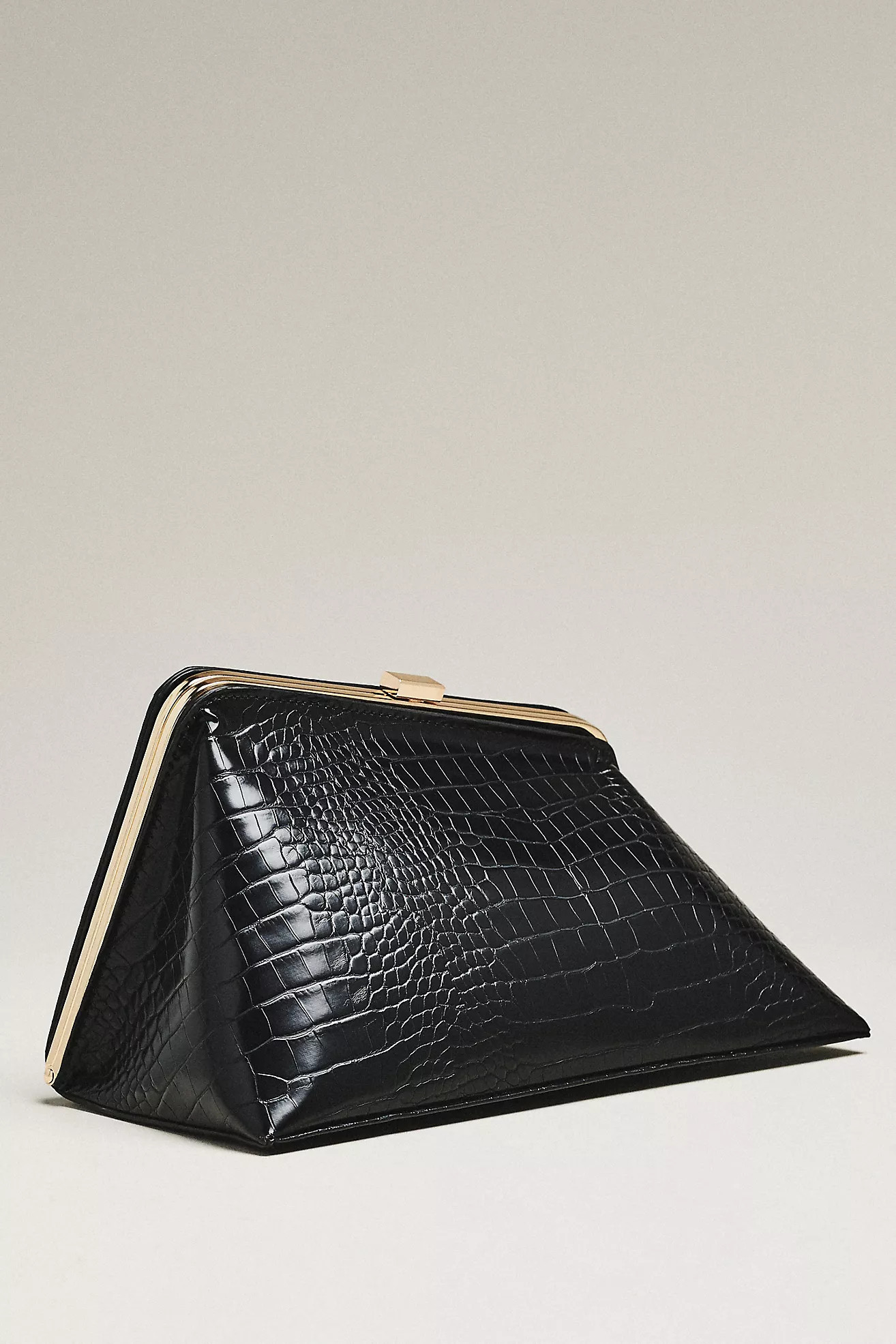 Textured Croc Angular Hardware Clutch | Anthropologie (US)