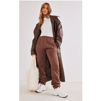 Chocolate Brown Sweat Cuffed High Waist Sweatpants | PrettyLittleThing US
