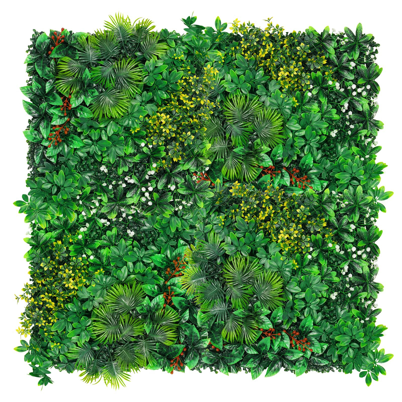 Artificial Grass Wall Panels, 20''x20'' 16pcs Boxwood Wall Panels with Tropical Leaves, Faux Greenery Privacy Fence Screen, Grass Backdrop for Outdoor Indoor Garden Birthday Wedding Decor | Amazon (US)