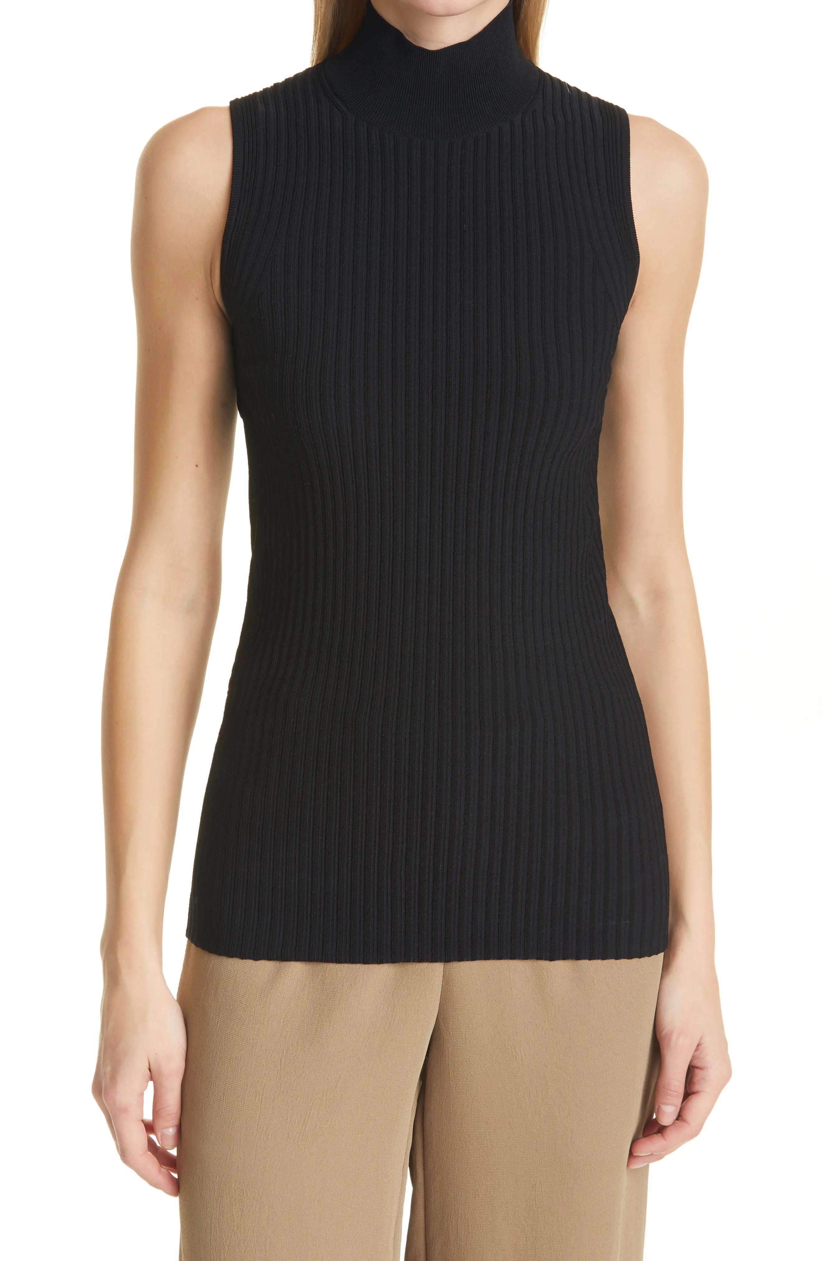 Women's Proenza Schouler Cutout Back Ribbed Sleeveless Turtleneck Sweater, Size Small - Black | Nordstrom