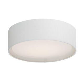 Prime 16 in. White Linen Flush Mount with Integrated LED | The Home Depot